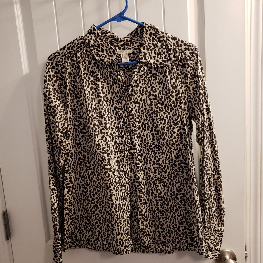 J. Crew leopard print button up